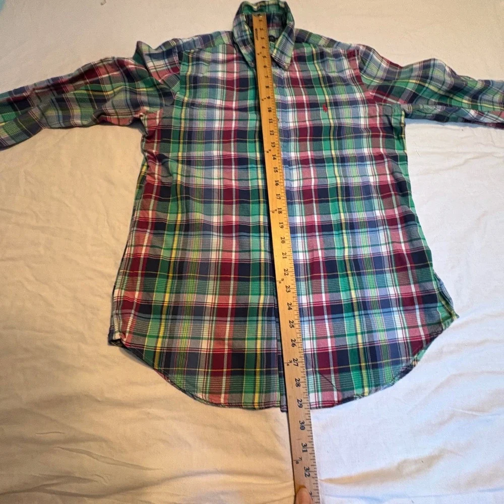 Ralph Lauren Button Down Shirt Boys Size S‎ Multi Color Plaid Long Sleeve Pony